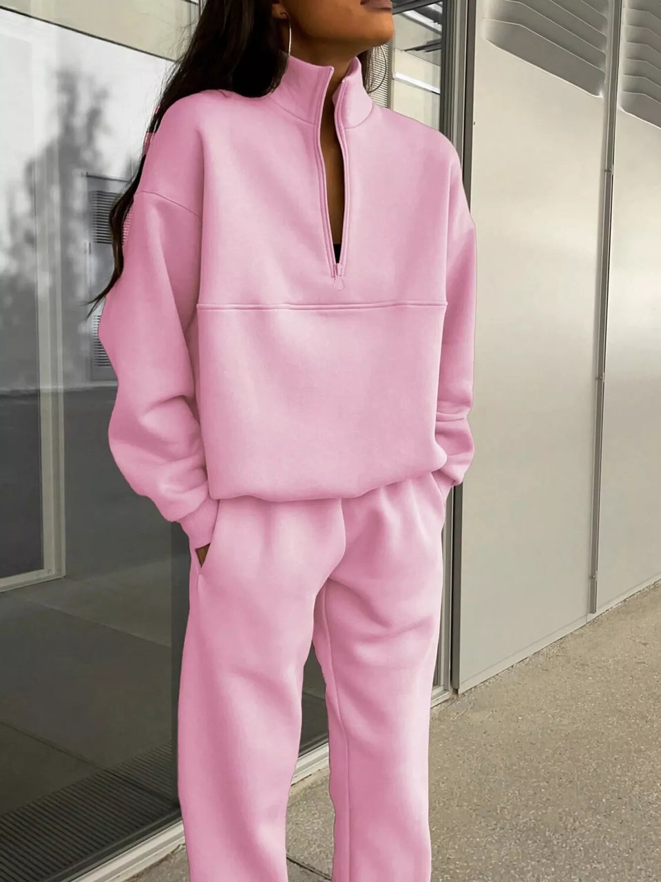 Half-Zip Sweatshirt and Joggers Set