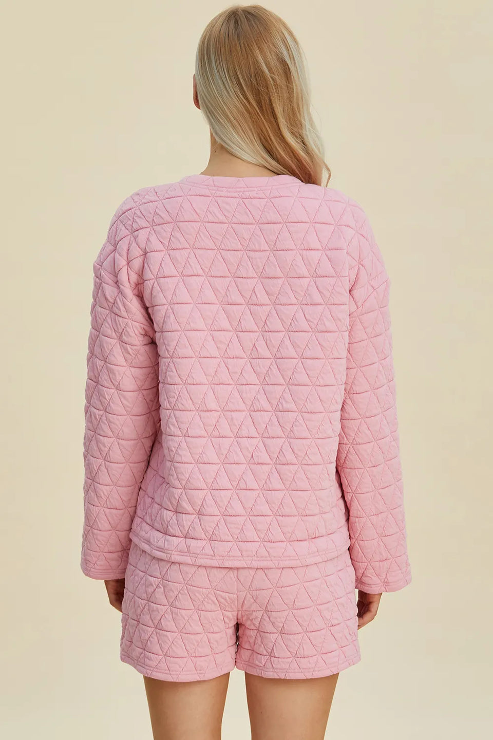 Double Take Textured Long Sleeve Top and Shorts Set