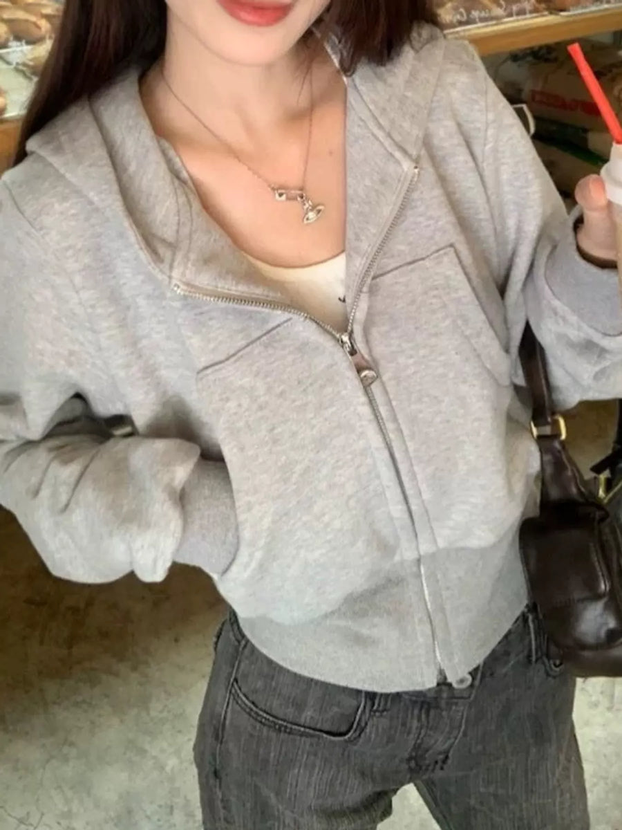 Zip-Up Hoodie with Front Pockets