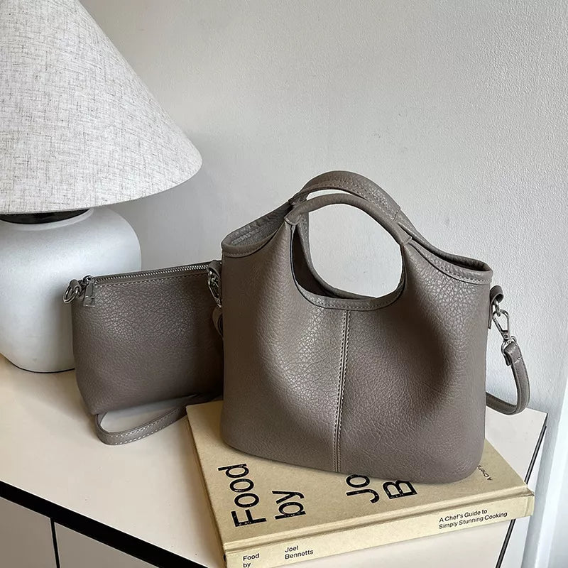 Textured Leather Crossbody Bag with Pouch