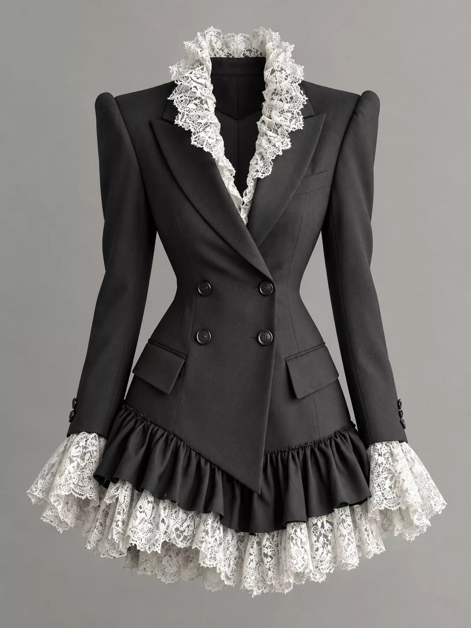 Lace Trim Blazer Dress