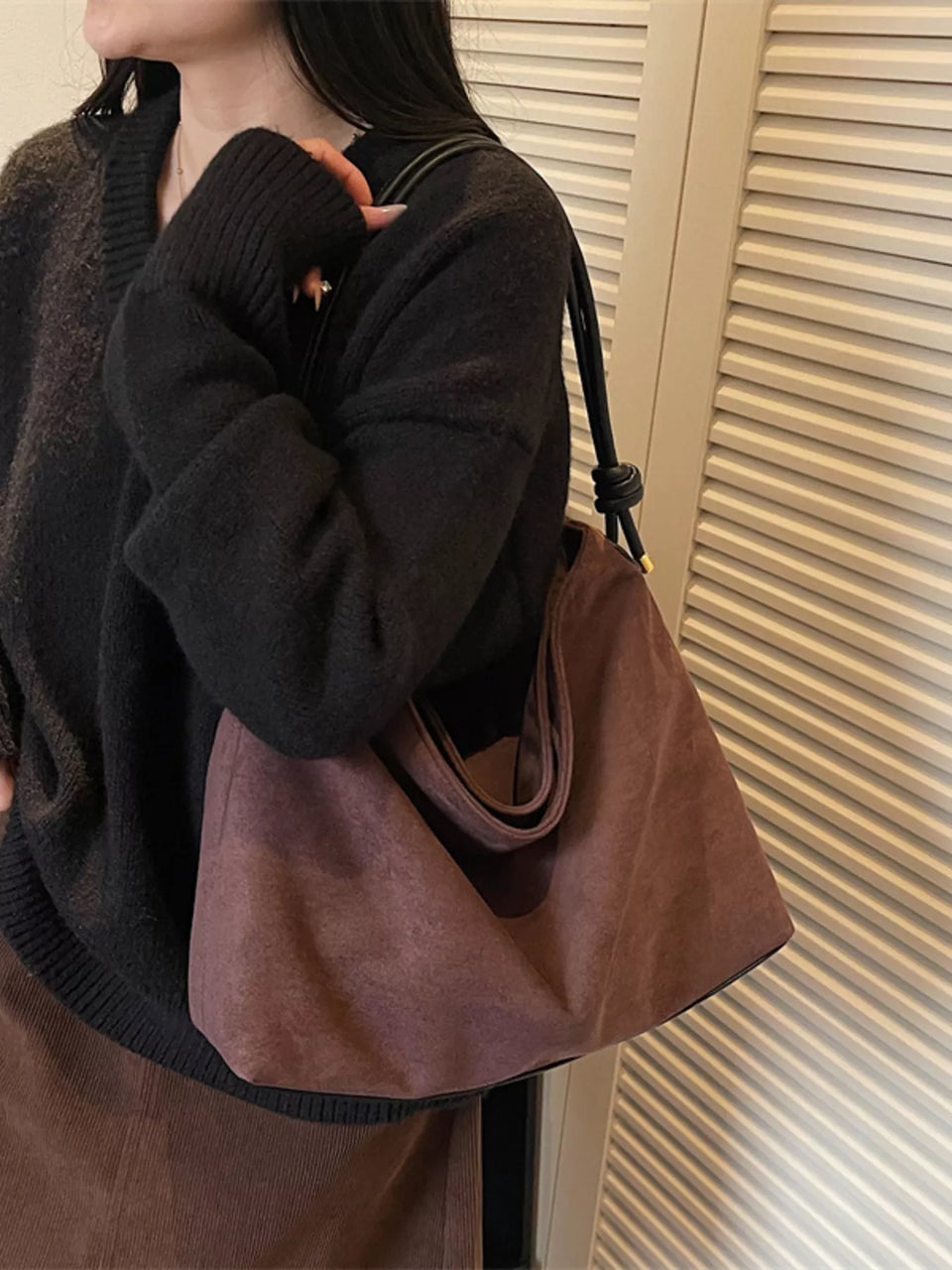 Suede Slouchy Shoulder Bag