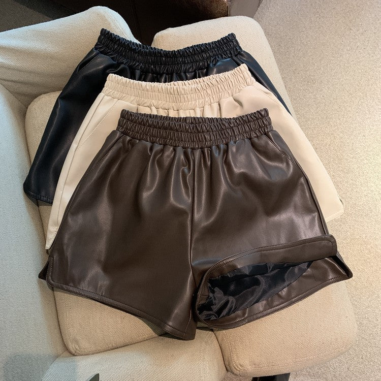 Vida shorts i skinnimitation med hög midja