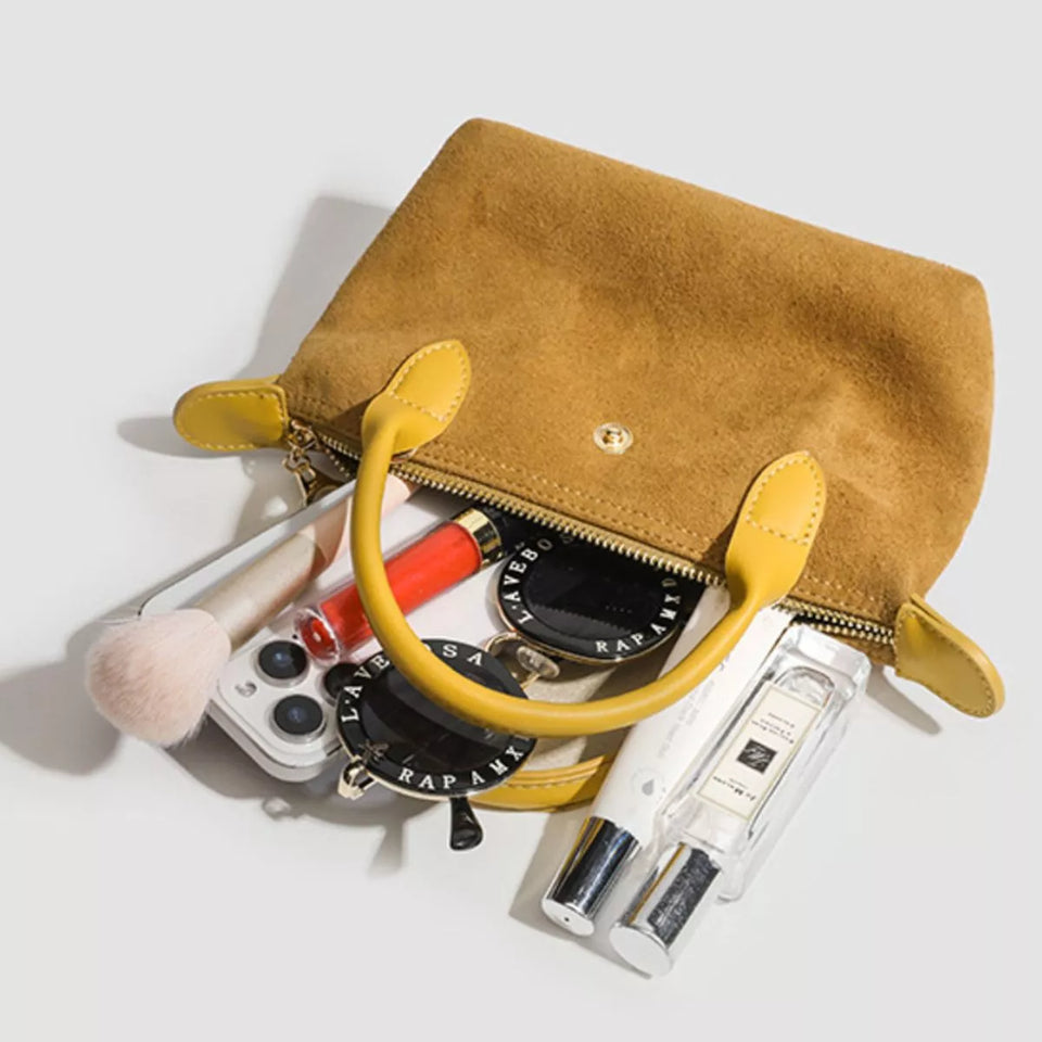 Stylish Two-Tone Suede Crossbody Bag