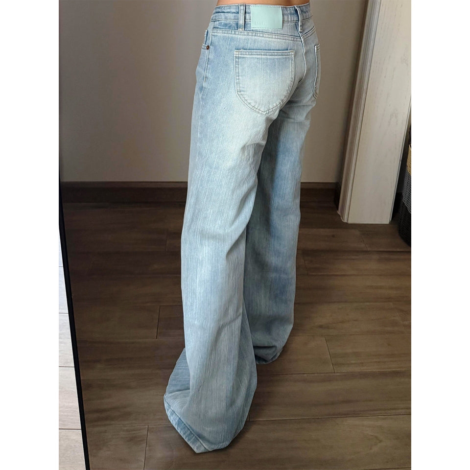 Ljusa vintagejeans med låg midja och vida ben