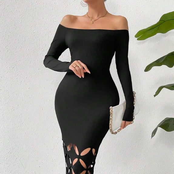 Off shoulder-maxiklänning med cut-out-detaljer