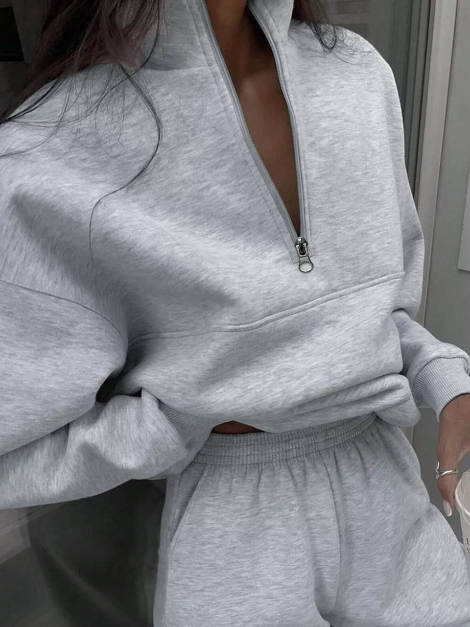 Half-Zip Sweatshirt and Joggers Set