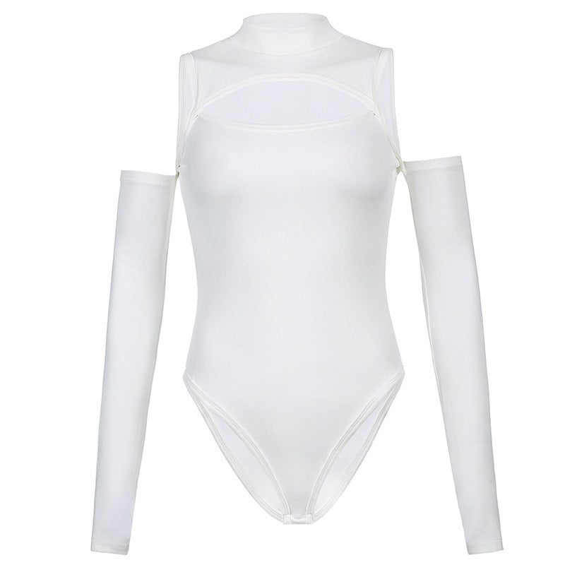 Långärmad body med cut-out och fyrkantig ringning