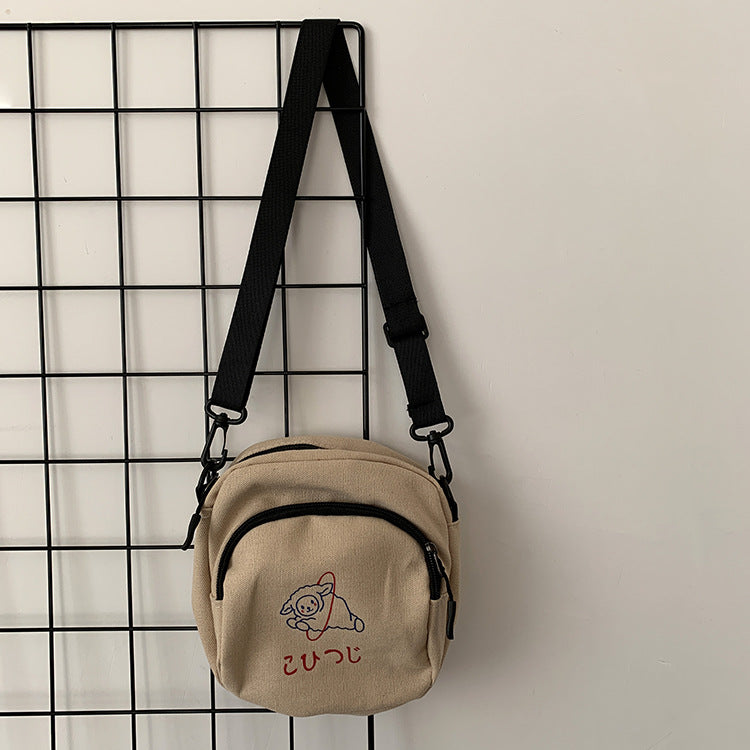 Söt canvas-väska crossbody för skolan