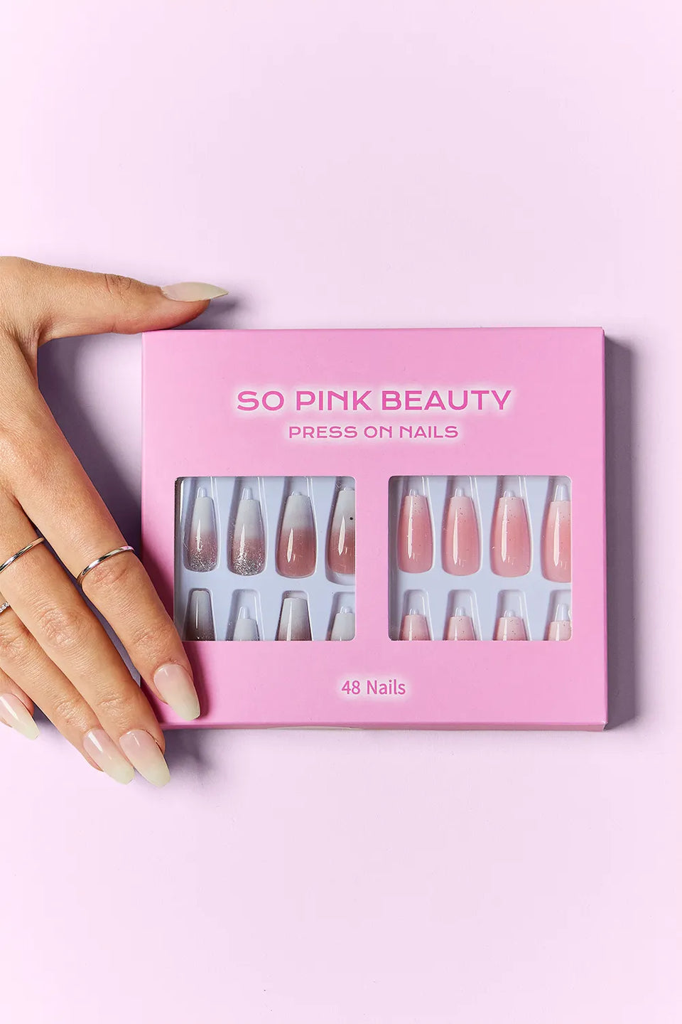 SO PINK BEAUTY Press-On Nails 2-Pack – Marbled Magic, Lover Girl, Dreamy, Heartbreaker