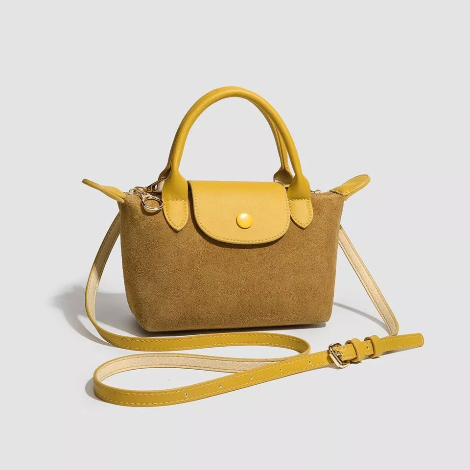 Stylish Two-Tone Suede Crossbody Bag