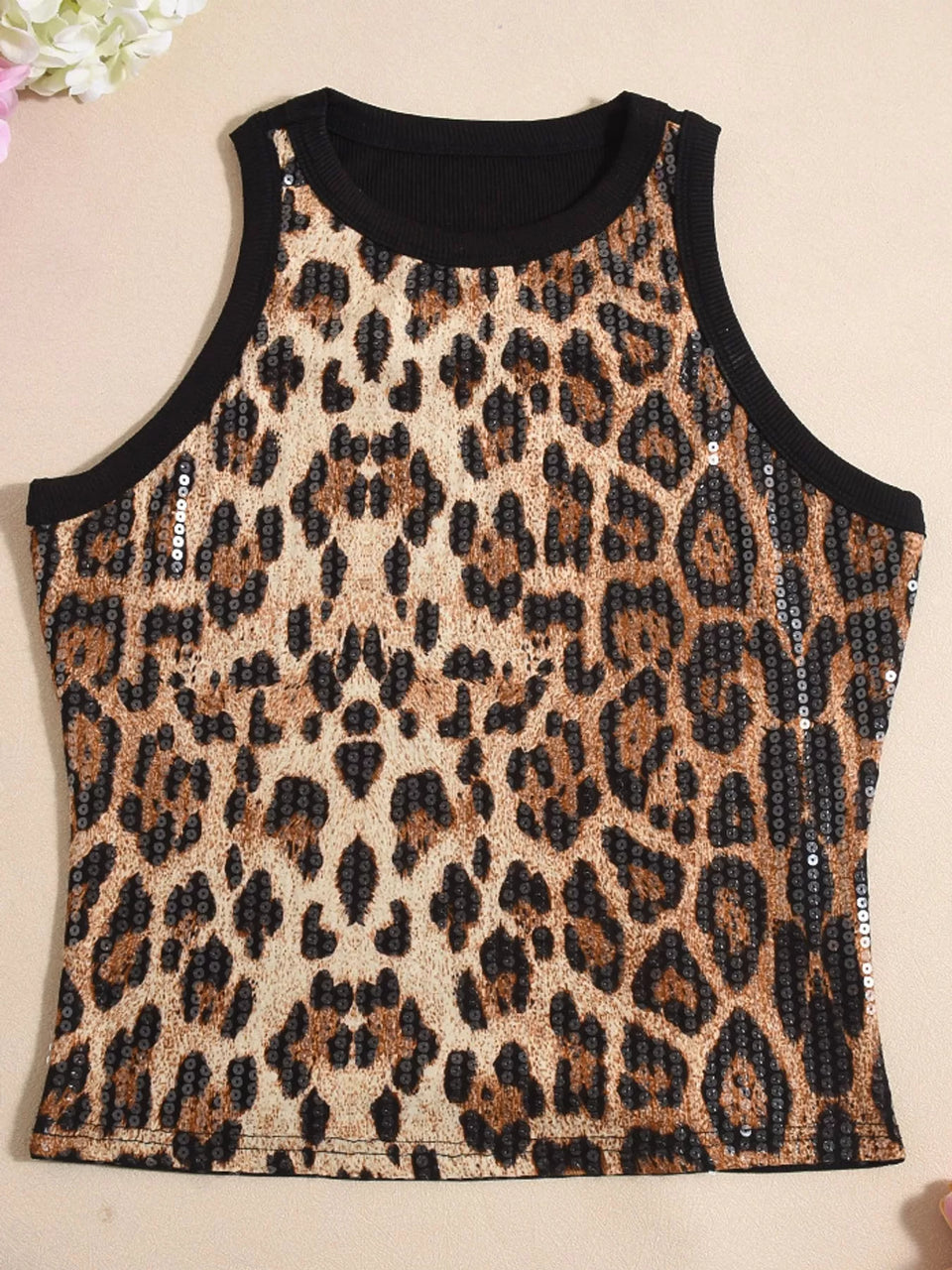 Sequin Round Neck Tank