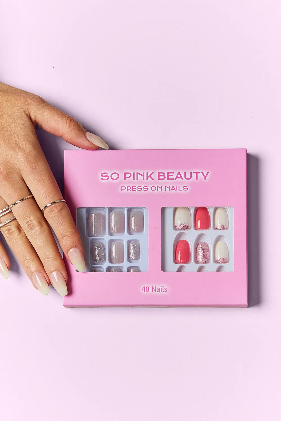 SO PINK BEAUTY Press-On Nails 2-Pack – Maven, Euphoria, Candy Glitz, Pop of Pink, Naturistic