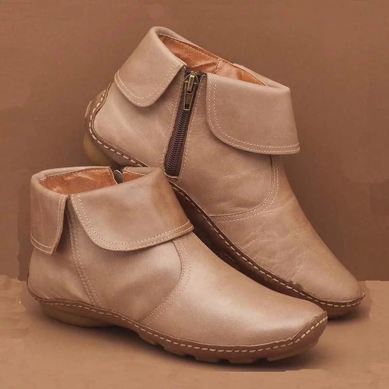 Platta ankelboots med dragkedja