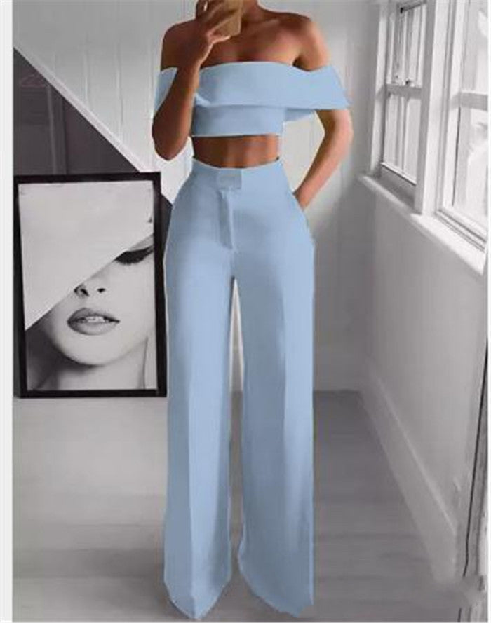 Set med off shoulder-topp och vida byxor