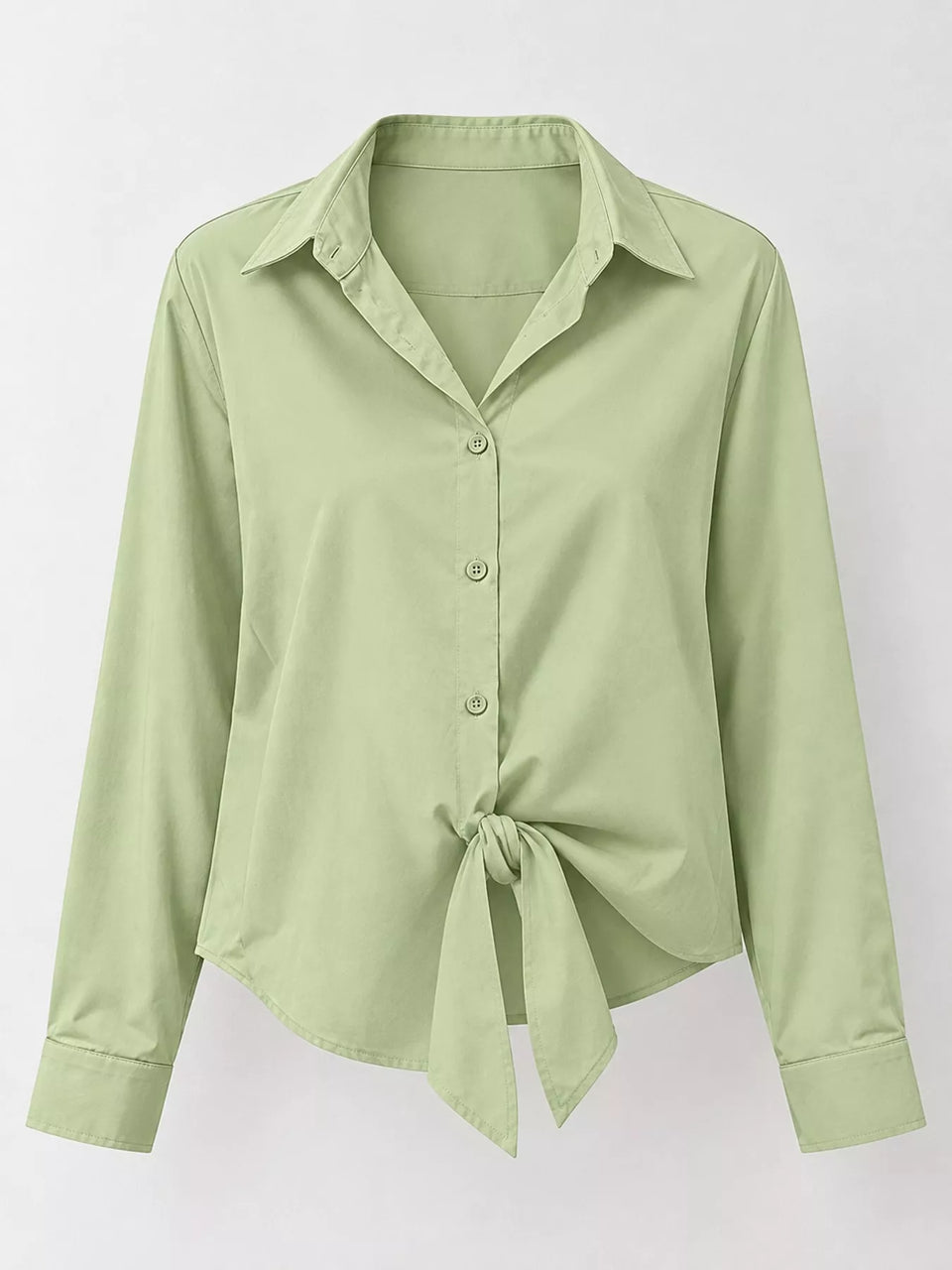 Satin Button-Down Long Sleeve Shirt