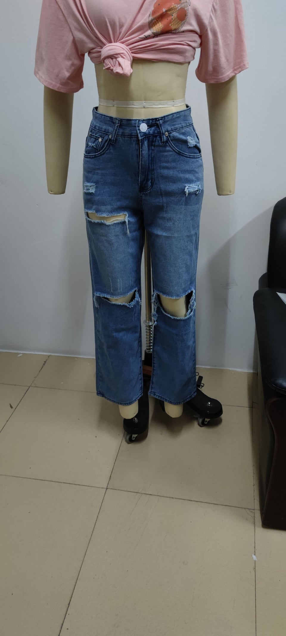 Vida slitna jeans med hög midja