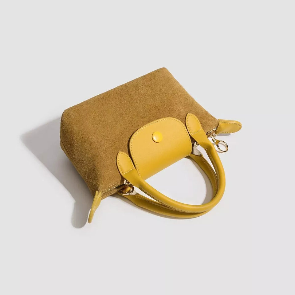 Stylish Two-Tone Suede Crossbody Bag