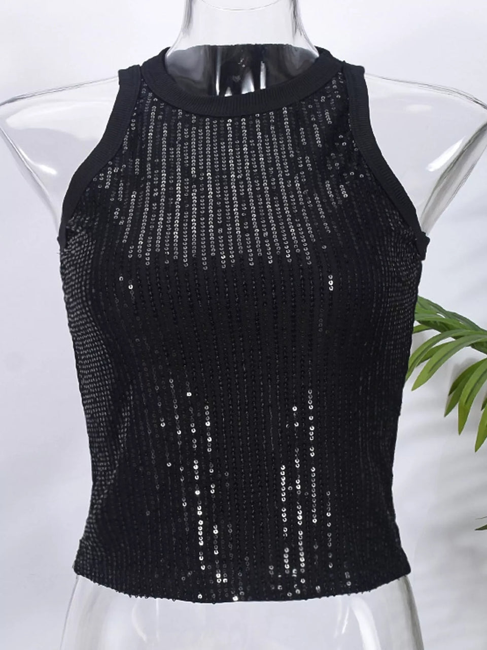 Sequin Round Neck Tank