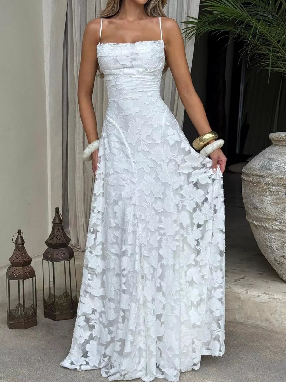 Backless Lace Maxi Dress