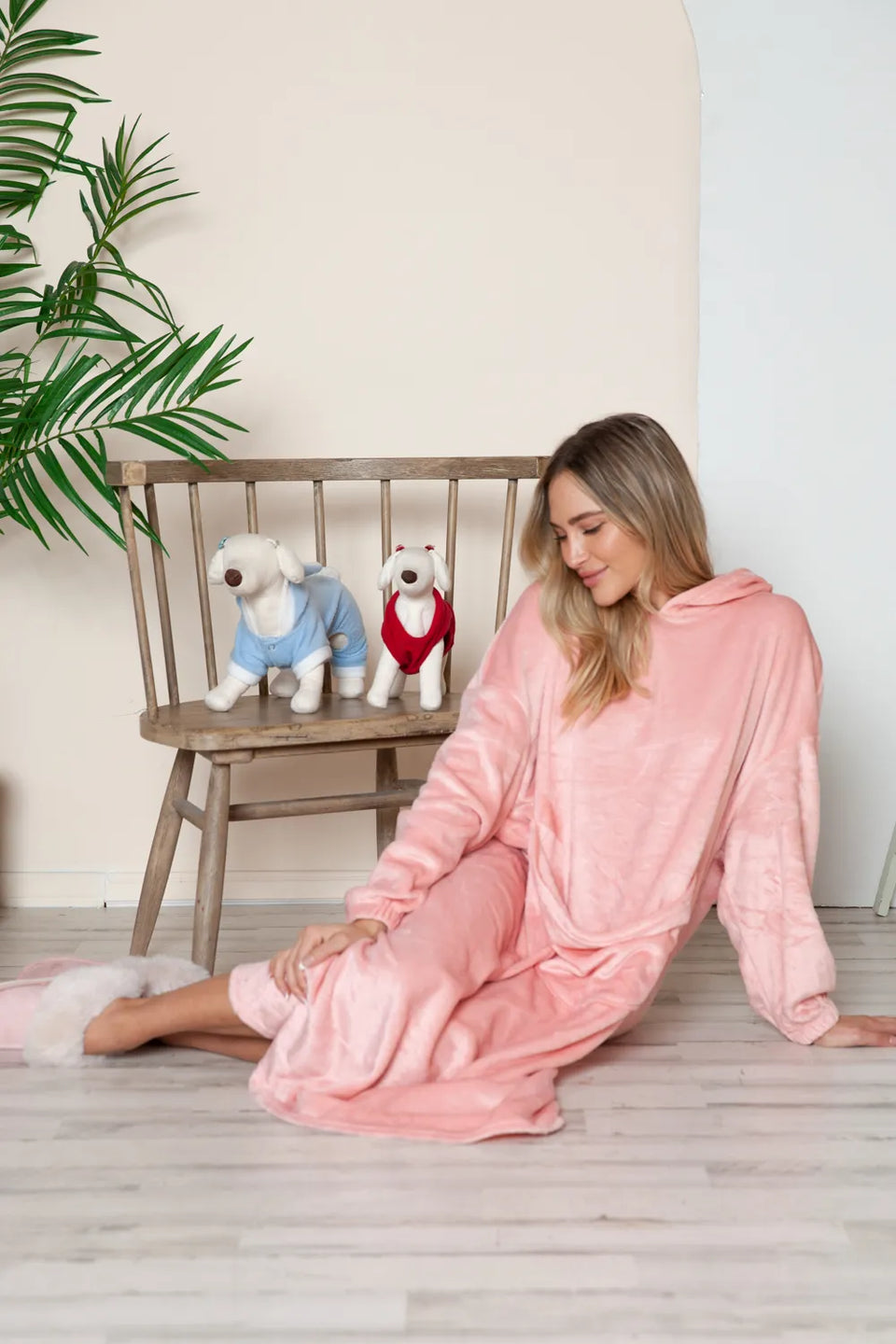 Double Take Pocketed Hooded Midi Lounge Dress