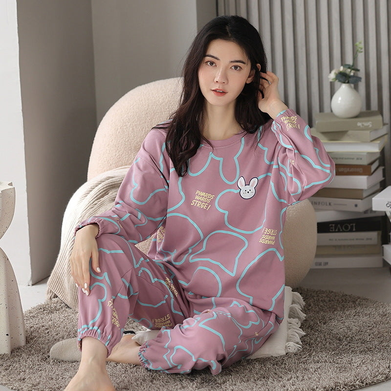 Pyjamasset med lång ärm och byxa – mönstrat