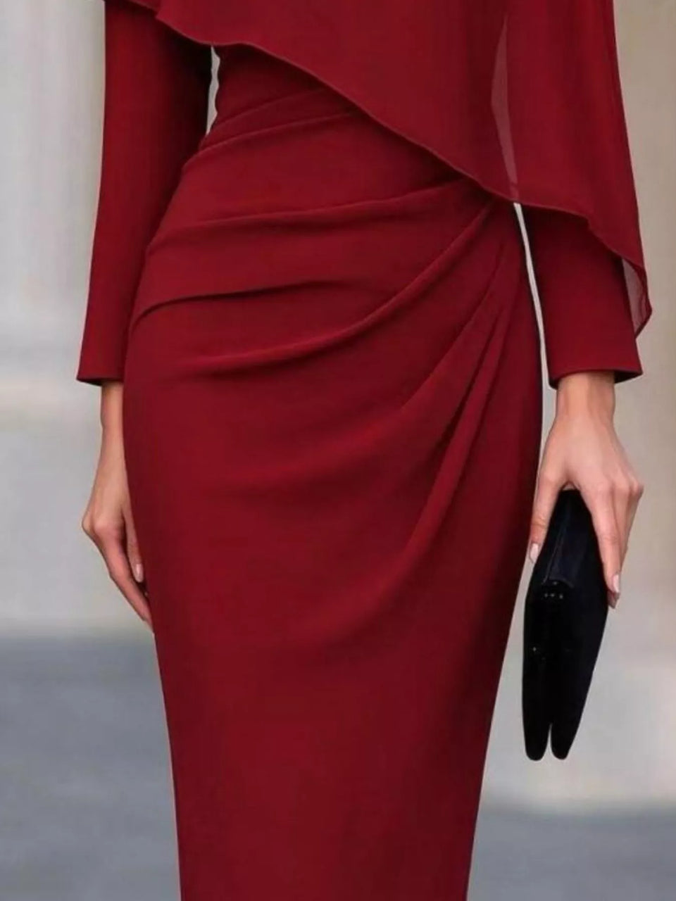 Cape-Style Bodycon Midi Dress