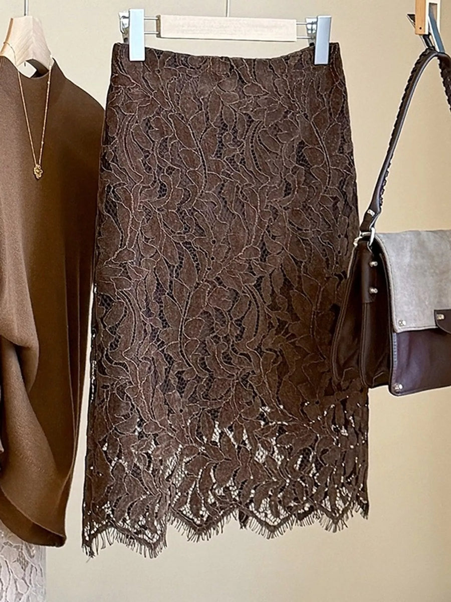 High-Waisted Lace Skirt