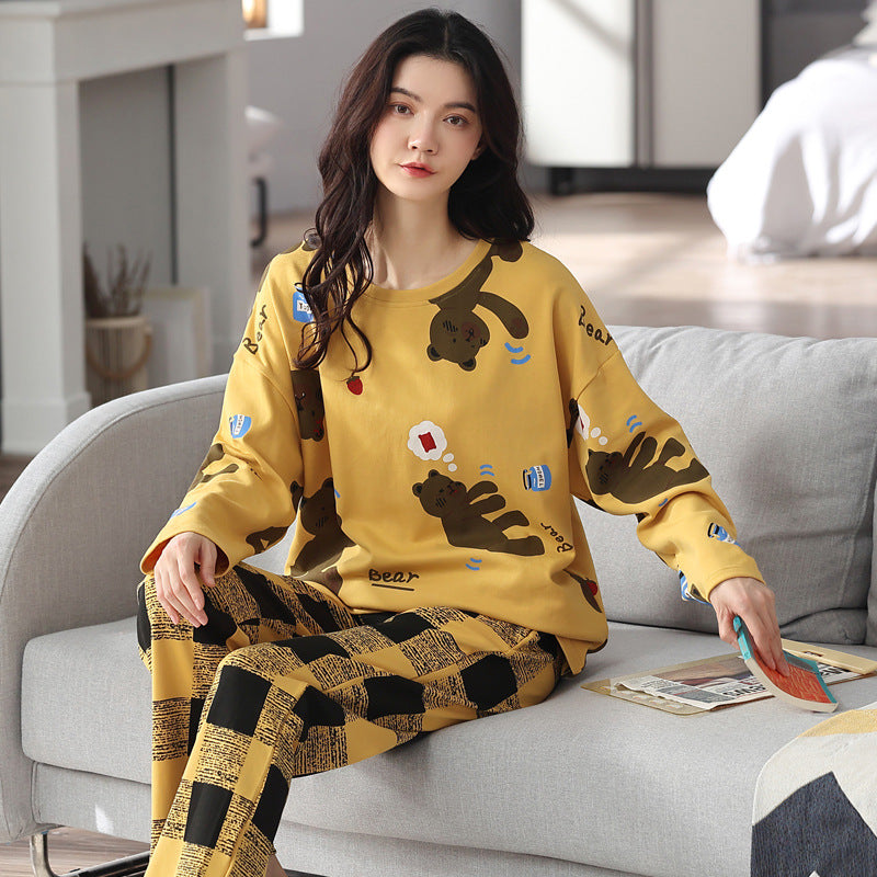Pyjamasset med lång ärm och byxa – mönstrat