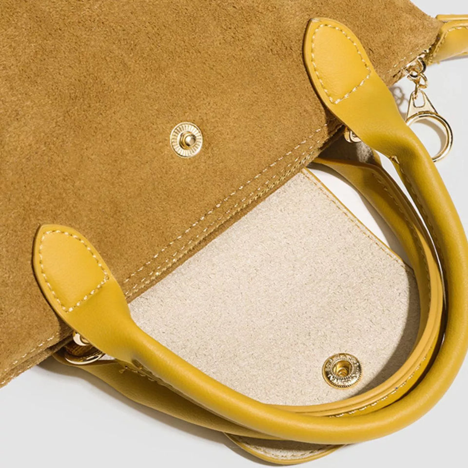 Stylish Two-Tone Suede Crossbody Bag