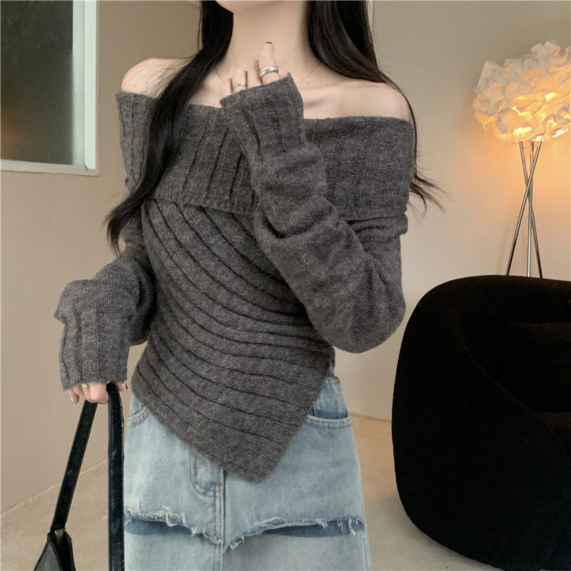 Asymmetrisk off shoulder-tröja