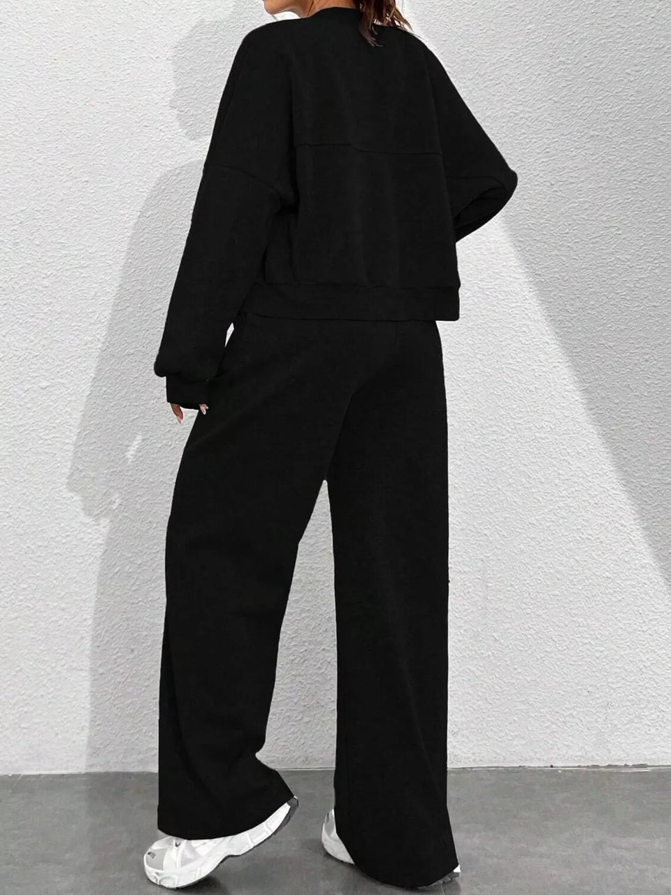Casual Zip-Up Jacket and Wide-Leg Sweatpants Set