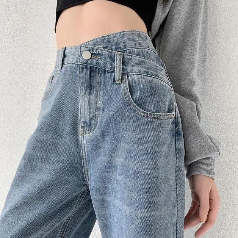 Högmidjade vida jeans med raka ben
