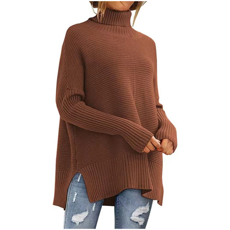 Polotröja i ribbstickning med fladdermusärmar