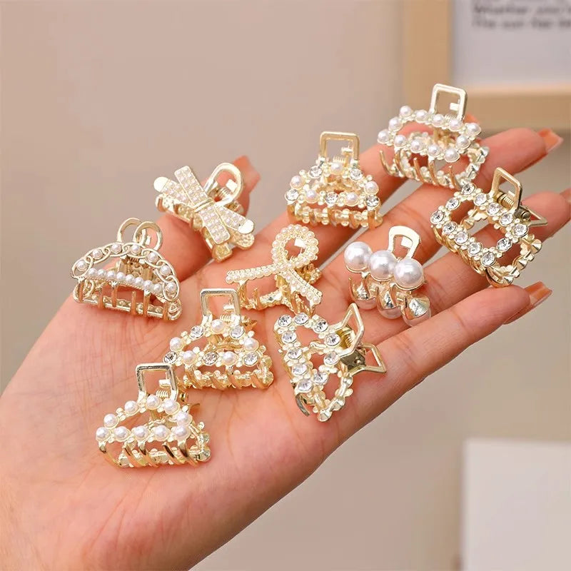 Hårklämmor med strass och pärlor, set