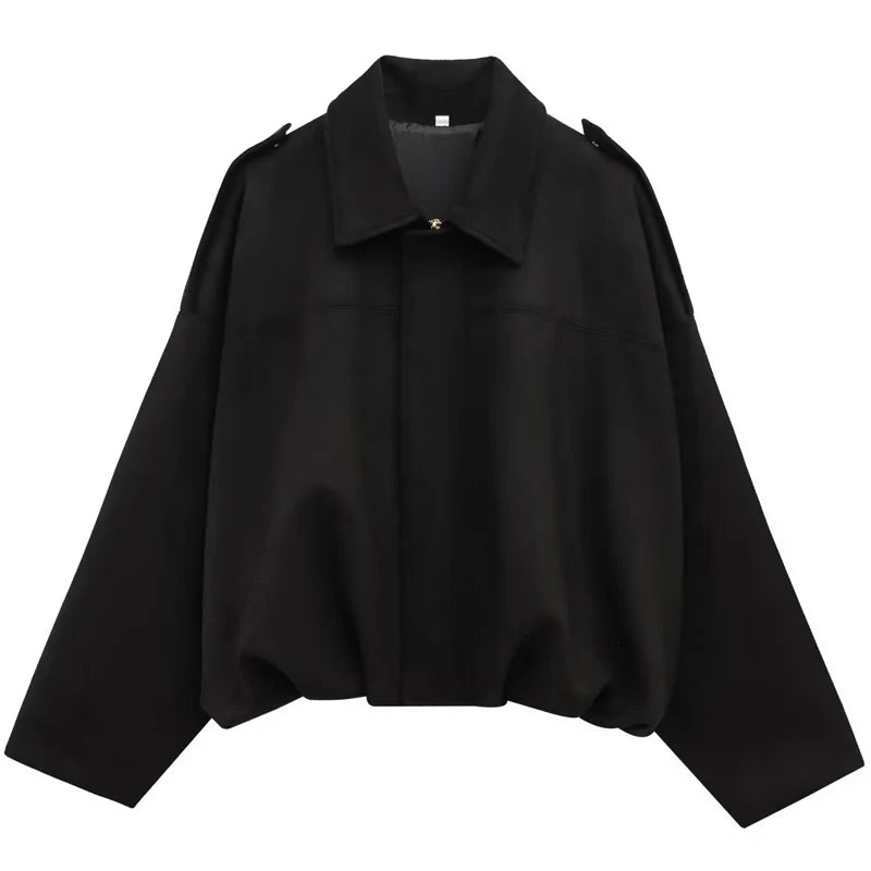 Kort bomberjacka i mockaimitation, oversize