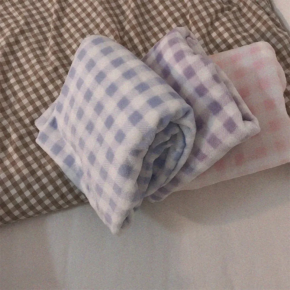 Rutig pyjamas i fleece med lång ärm
