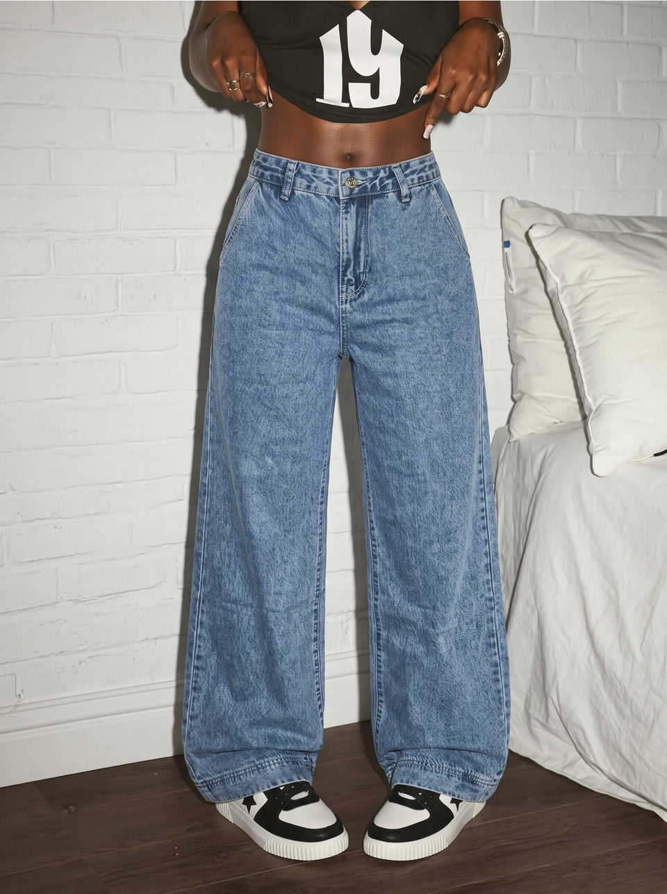 Vida jeans med hög midja och hjärtfickor