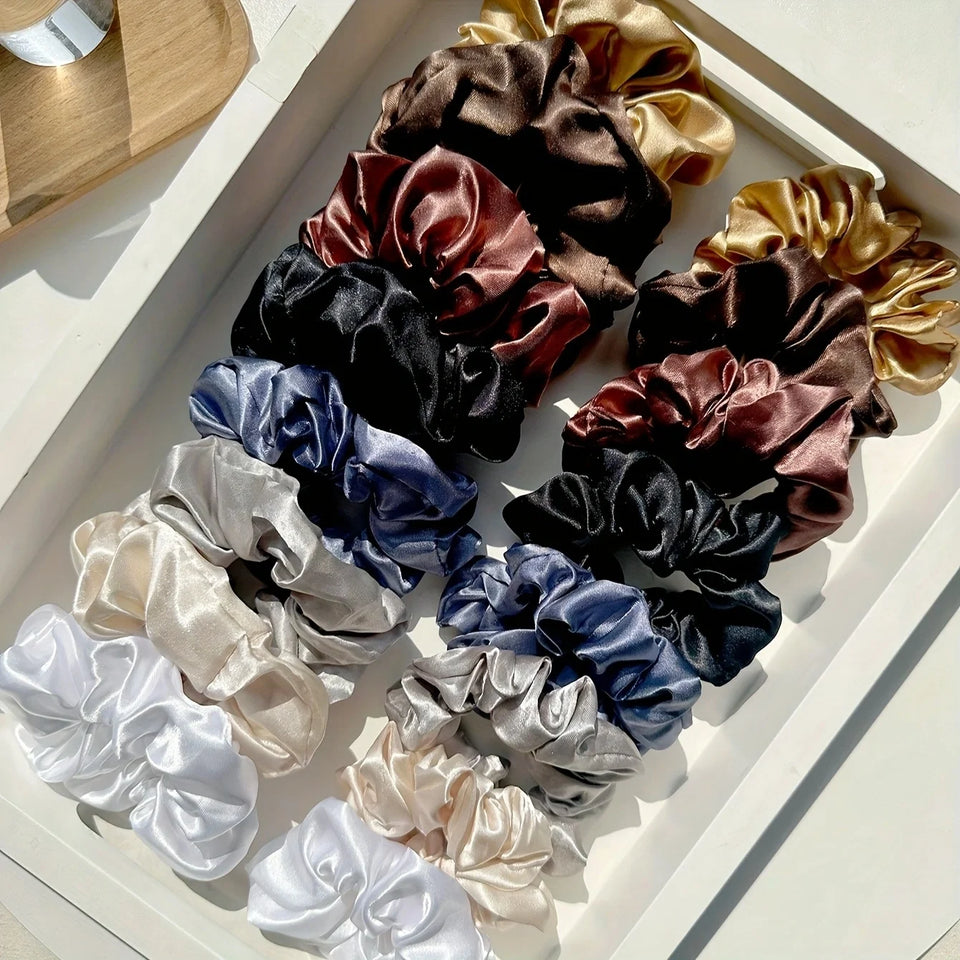 Scrunchies i satin, 16-pack