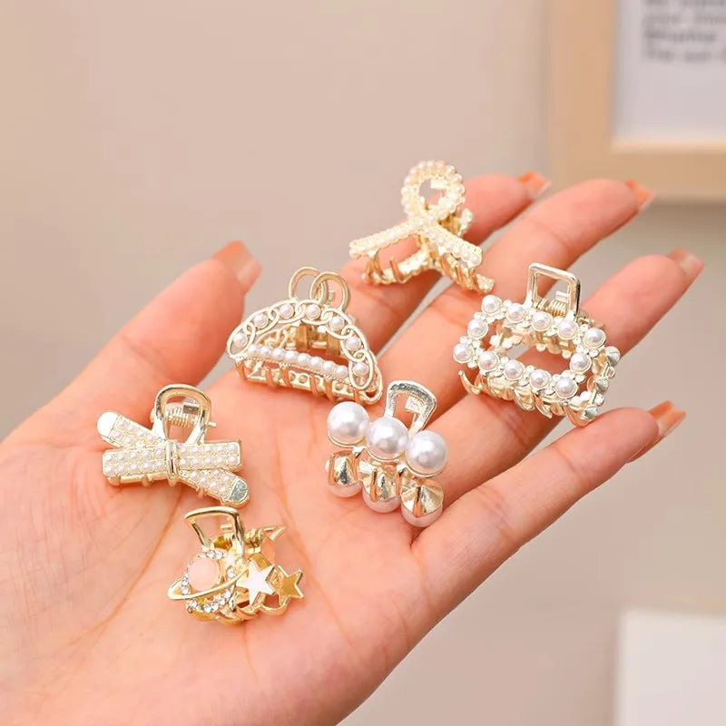 Hårklämmor med strass och pärlor, set