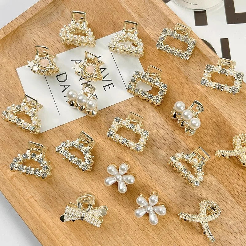 Hårklämmor med strass och pärlor, set