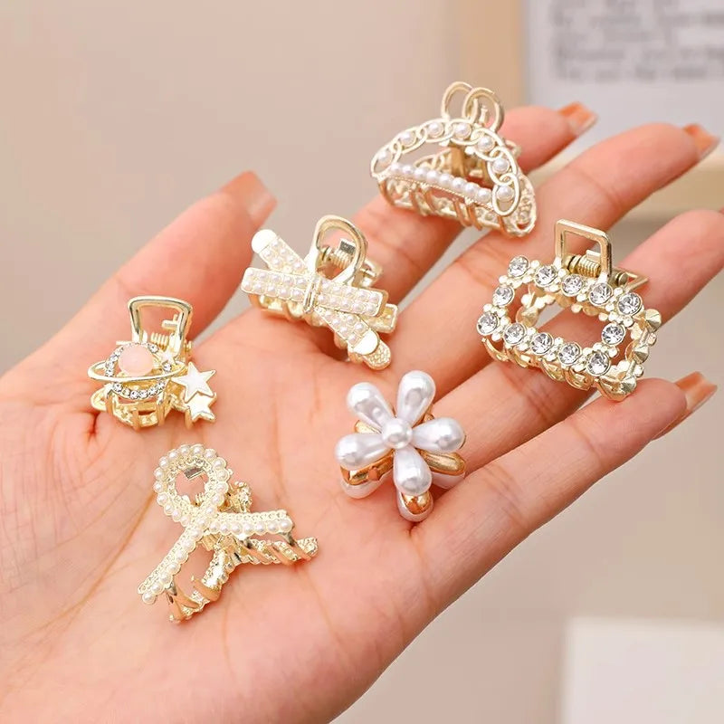 Hårklämmor med strass och pärlor, set