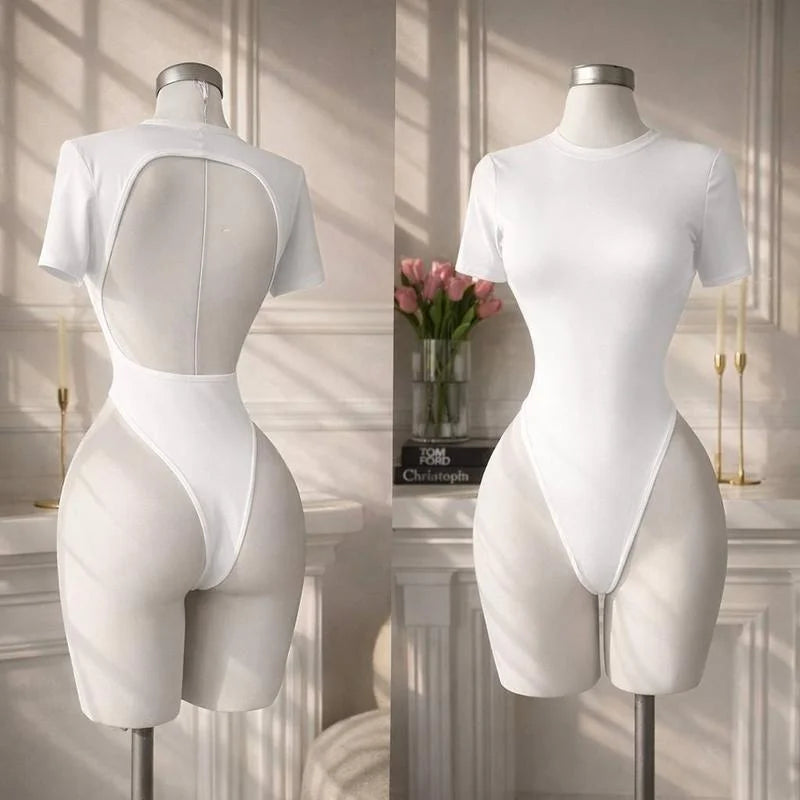 Body med öppen rygg och kort ärm