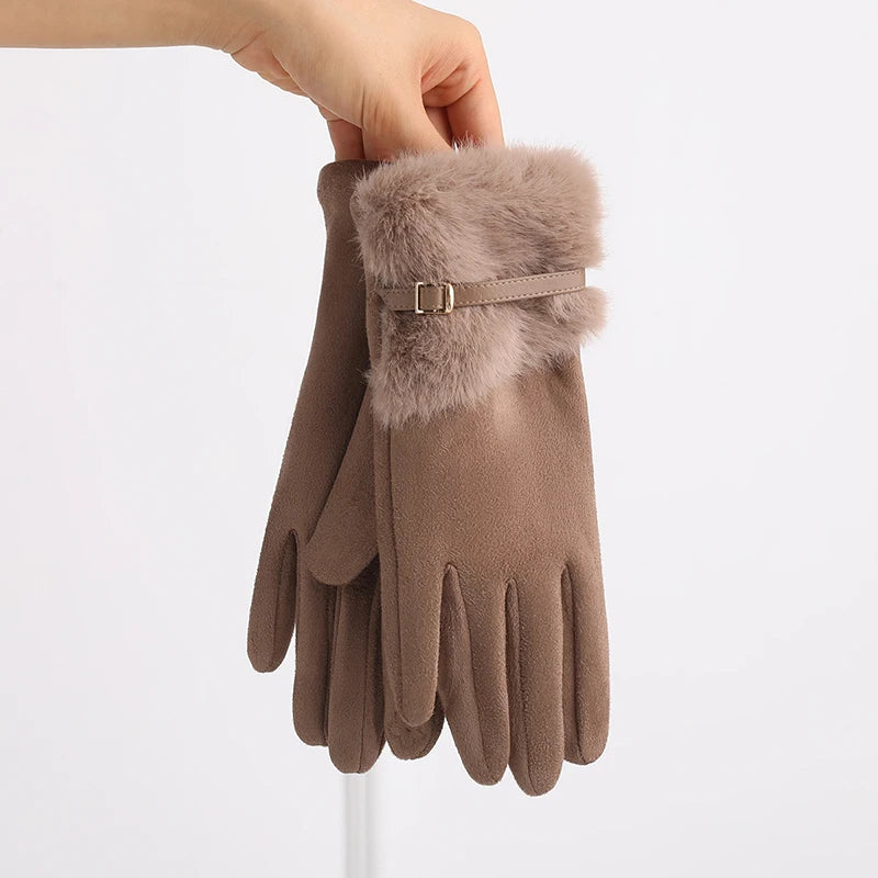 Touchhandskar med fuskpälskant och fleecefoder