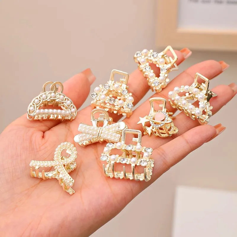 Hårklämmor med strass och pärlor, set