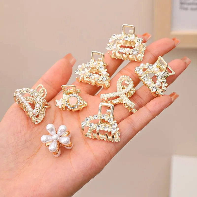 Hårklämmor med strass och pärlor, set