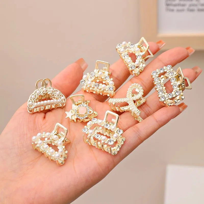 Hårklämmor med strass och pärlor, set