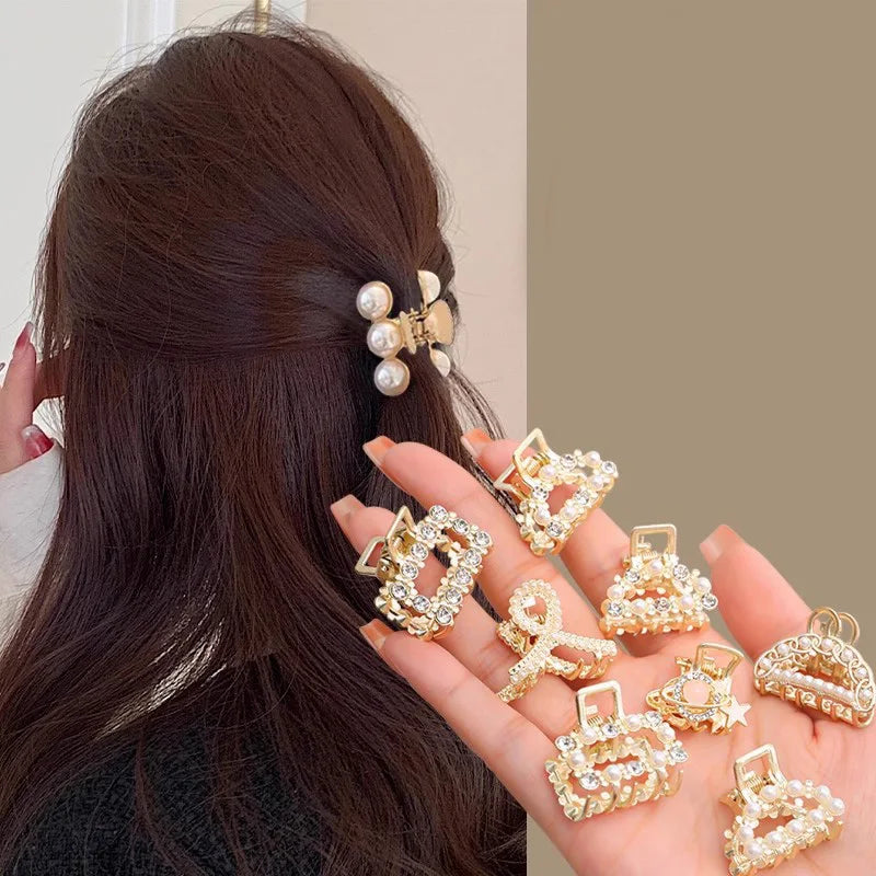 Hårklämmor med strass och pärlor, set