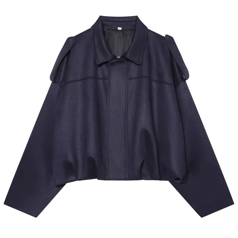 Kort bomberjacka i mockaimitation, oversize