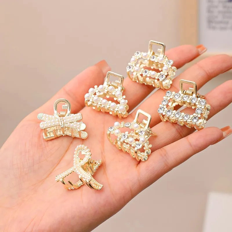 Hårklämmor med strass och pärlor, set